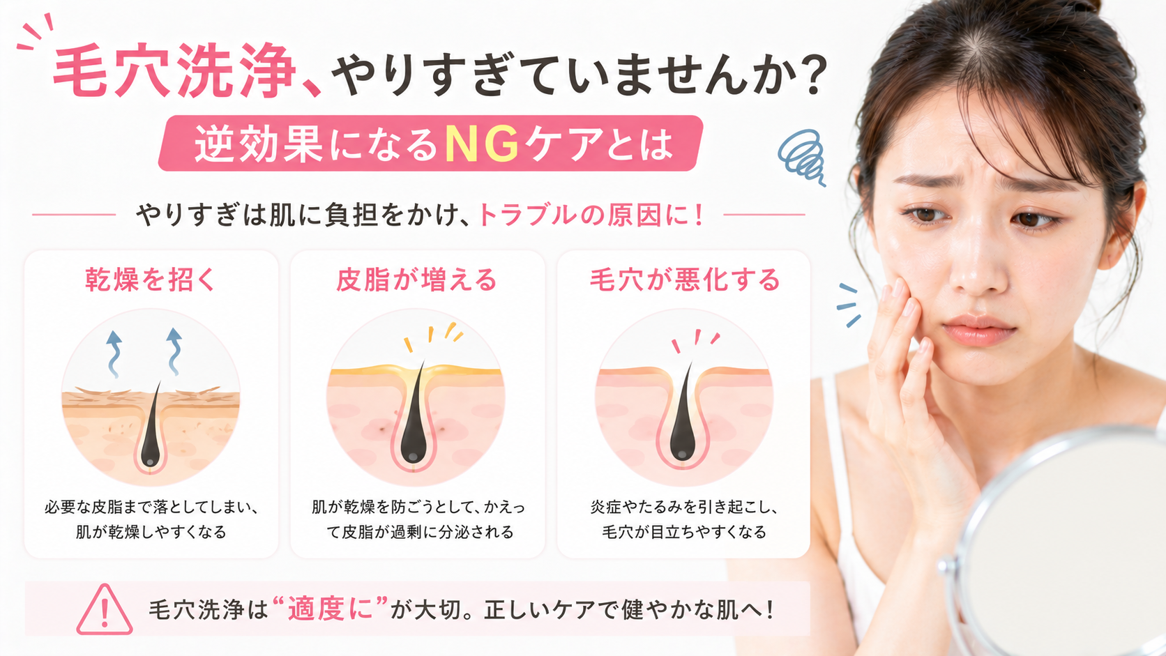 毛穴洗浄のやりすぎによる肌トラブルを解説｜乾燥・皮脂増加・毛穴悪化の原因｜豊橋市フェイシャルサロン