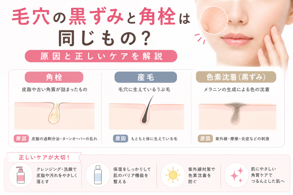 毛穴の黒ずみと角栓の違いを解説｜角栓・産毛・色素沈着の原因と正しいケア方法｜豊橋市のフェイシャルサロン