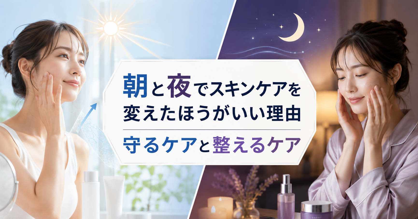 朝と夜でスキンケアを変える理由を解説｜紫外線・乾燥から守る朝ケアと肌を整える夜ケア｜豊橋市のフェイシャルサロン